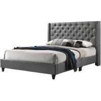 Julie Upholstered Panel Bed in Light Gray by Glory Furniture