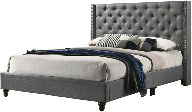 Julie Upholstered Panel Bed in Light Gray by Glory Furniture