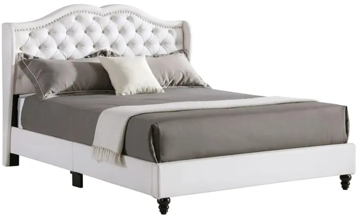 Joy Upholstered Panel Bed in White by Glory Furniture