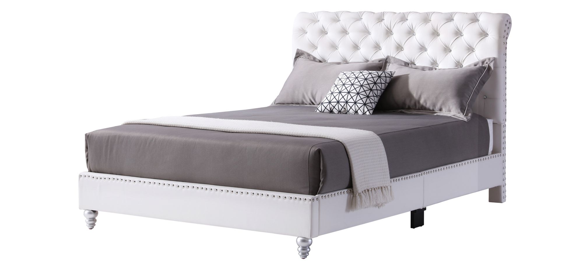 Maxx Upholstered Sleigh Bed in White by Glory Furniture