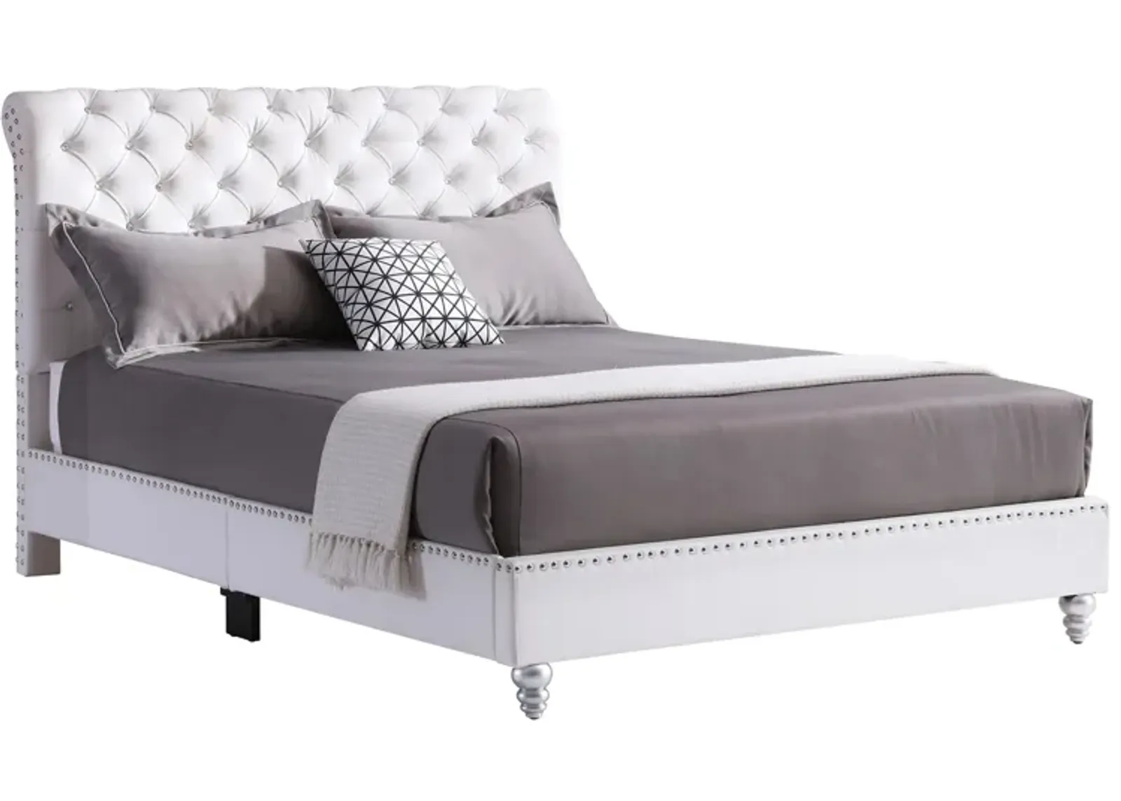 Maxx Upholstered Sleigh Bed in White by Glory Furniture