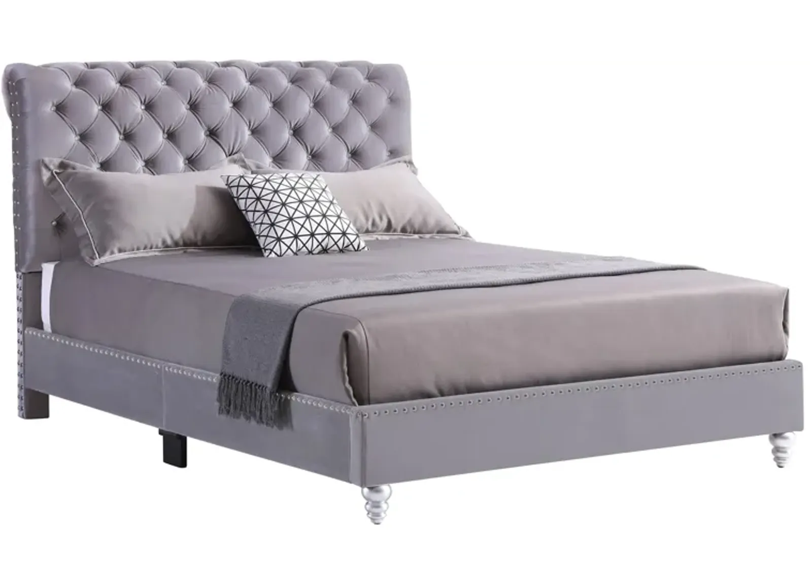 Maxx Upholstered Sleigh Bed in Gray by Glory Furniture