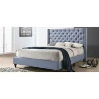 Julie Upholstered Panel Bed in Blue by Glory Furniture