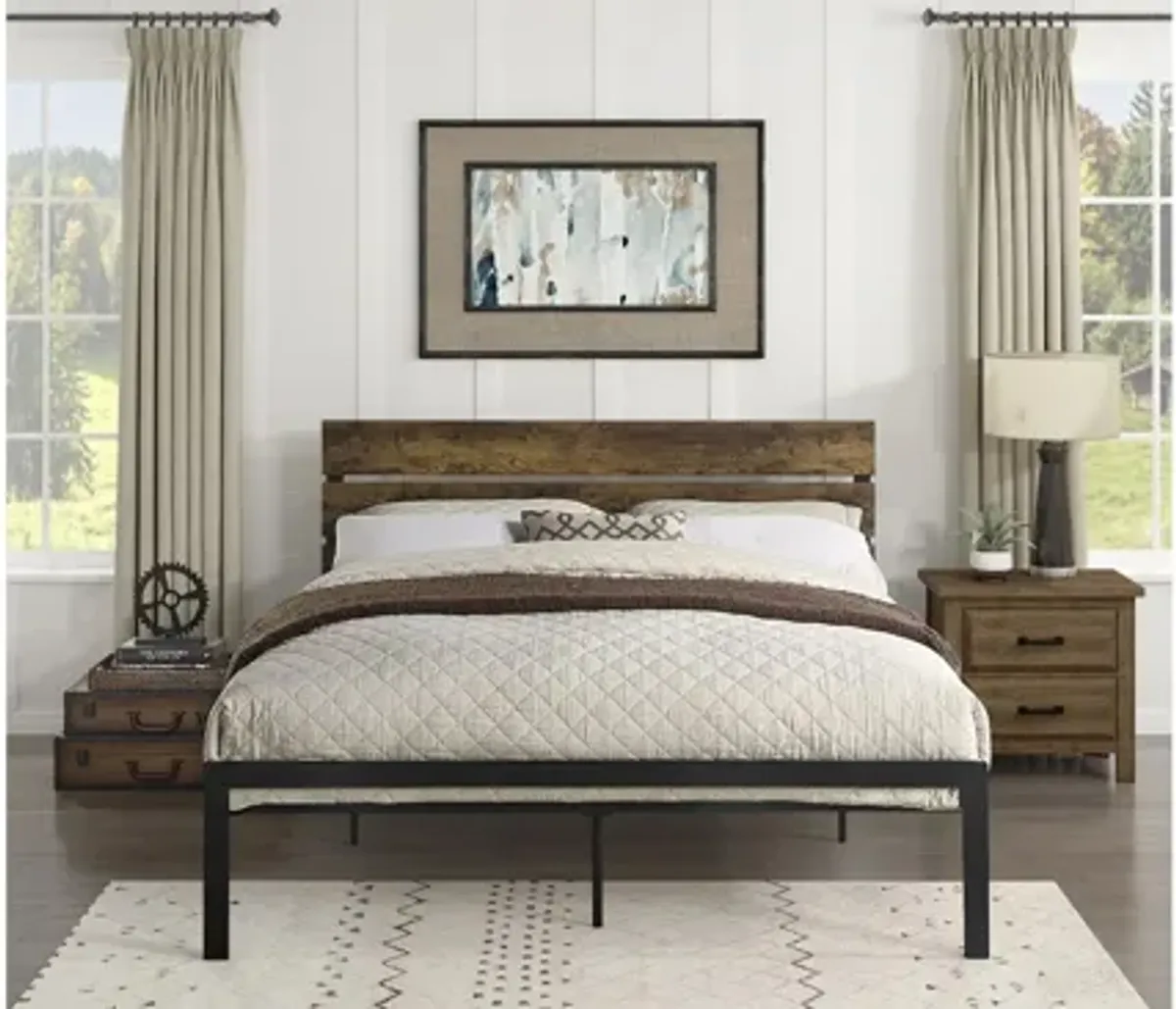 Raina Metal And Wood Platform Bed