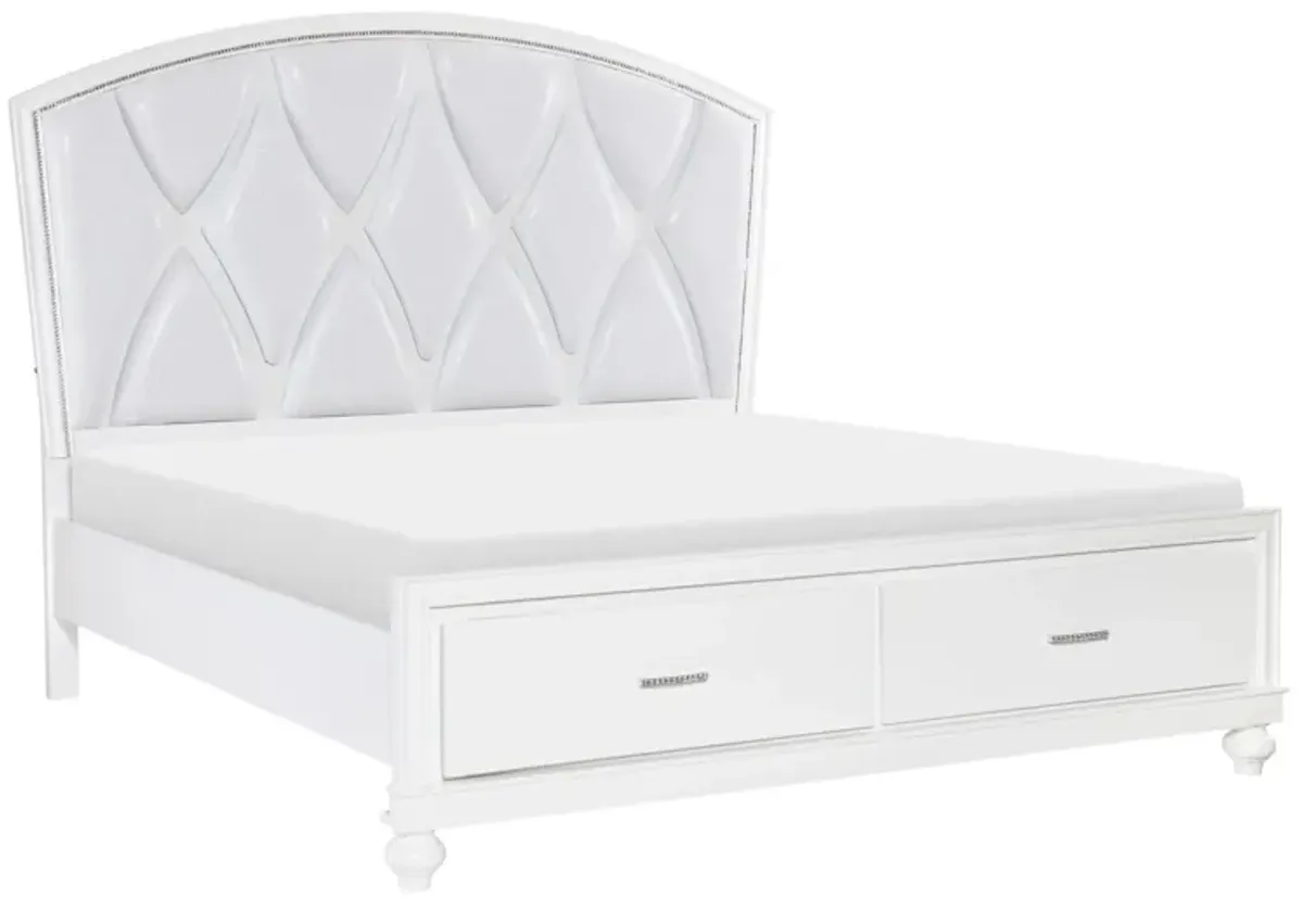 Aveline Queen Storage Platform Bed in White by Homelegance