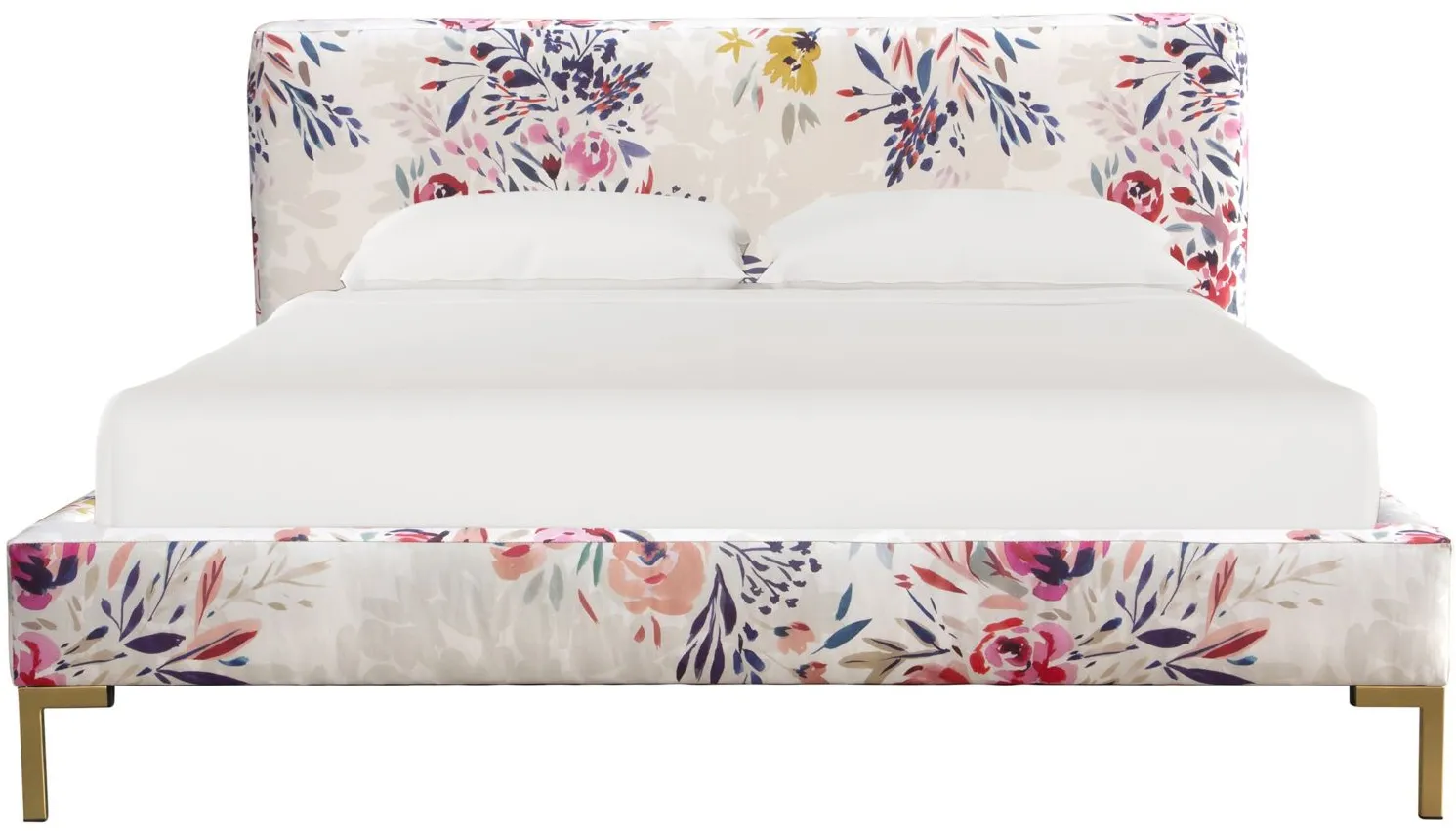 Malin Platform Bed in Bianca Floral Lg Multi Oga by Skyline