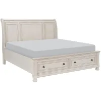Donegan Sleigh Platform Storage Bed in Wire-brushed White by Homelegance