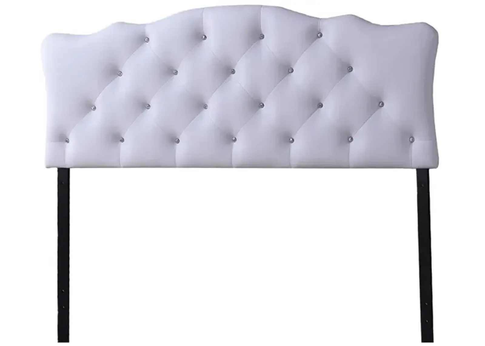 Rita Faux Leather Upholstered Button-tufted Scalloped Headboard in White by Wholesale Interiors