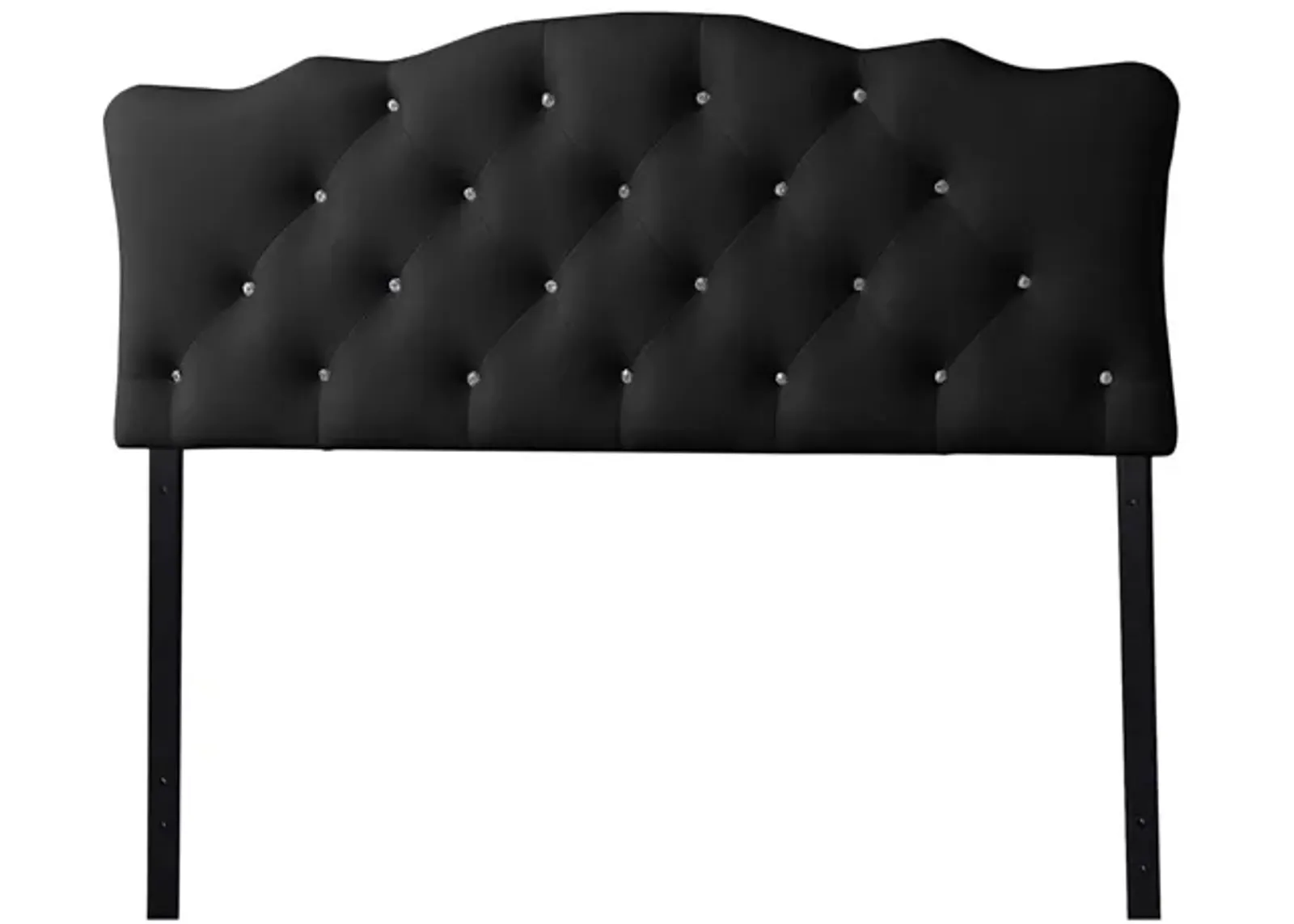 Rita Faux Leather Upholstered Button-tufted Scalloped Headboard in Black by Wholesale Interiors