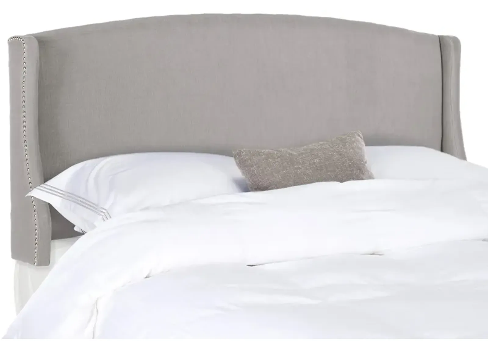 Austin Winged Upholstered Headboard in Light Gray by Safavieh