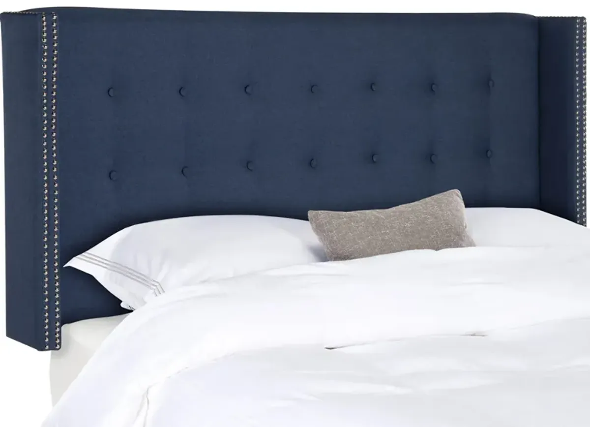 Keegan Tufted Upholstered Headboard in Navy by Safavieh