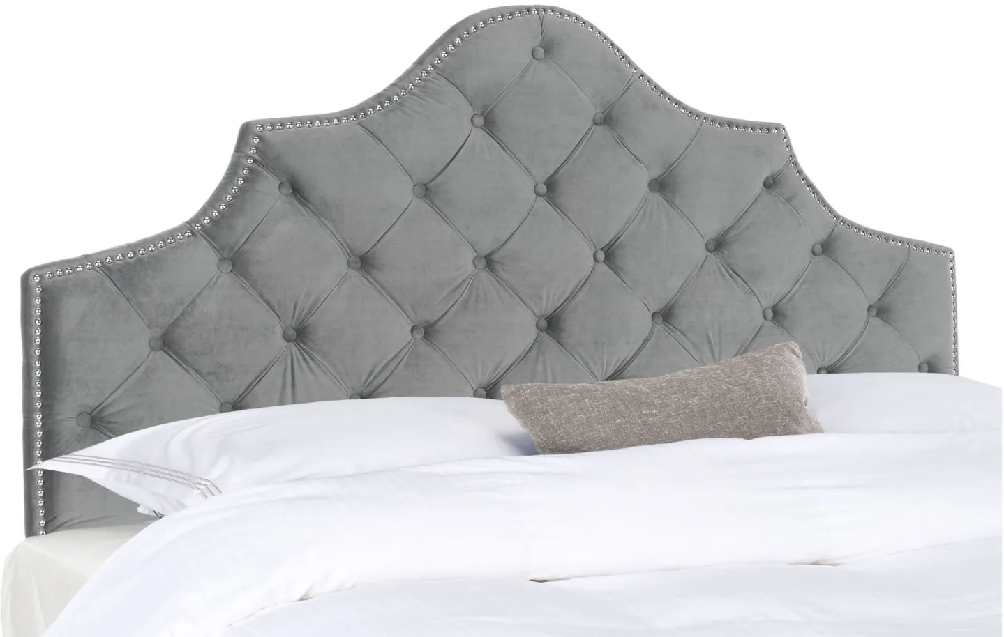 Arebelle Upholstered Headboard in Pewter by Safavieh