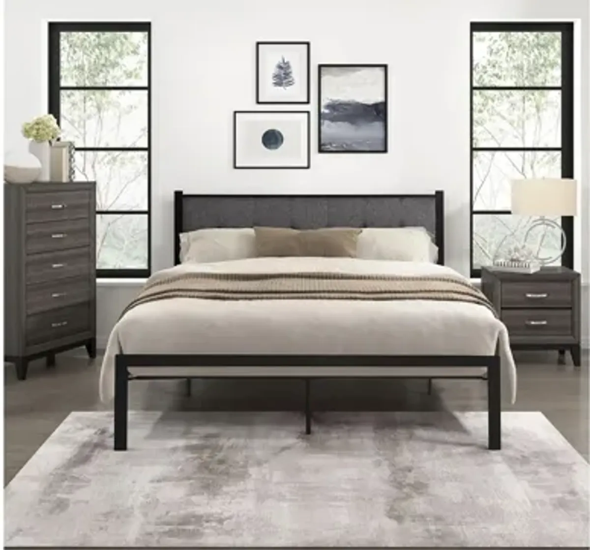 Faustina Metal Platform Bed