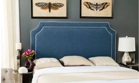 Dane Piping Upholstered Headboard in Denim Blue & White Piping by Safavieh