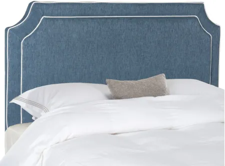 Dane Piping Upholstered Headboard in Denim Blue & White Piping by Safavieh