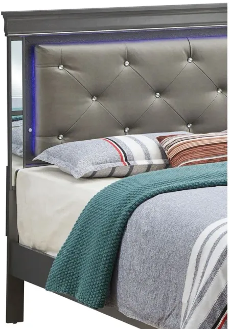 Verona Queen Bed w/ LED Lighting in Metallic Black by Glory Furniture
