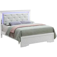 Verona Queen Bed w/ LED Lighting in White by Glory Furniture