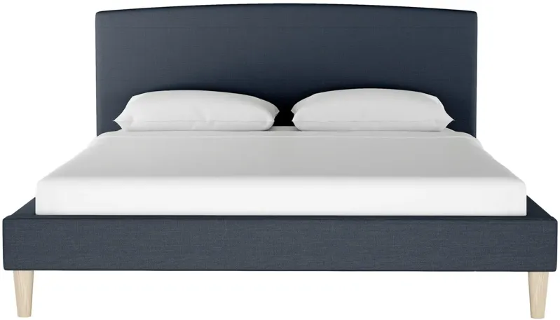 Drita Platform Bed in Linen Navy by Skyline