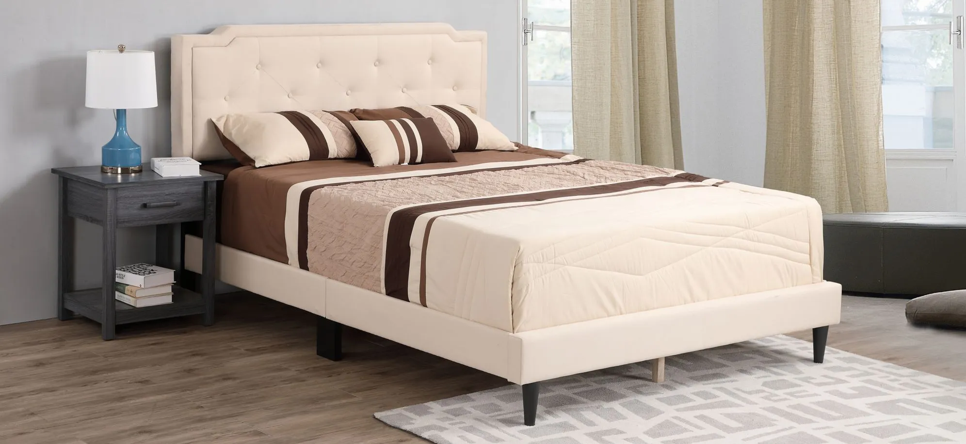 Deb Upholstered Bed in Beige by Glory Furniture