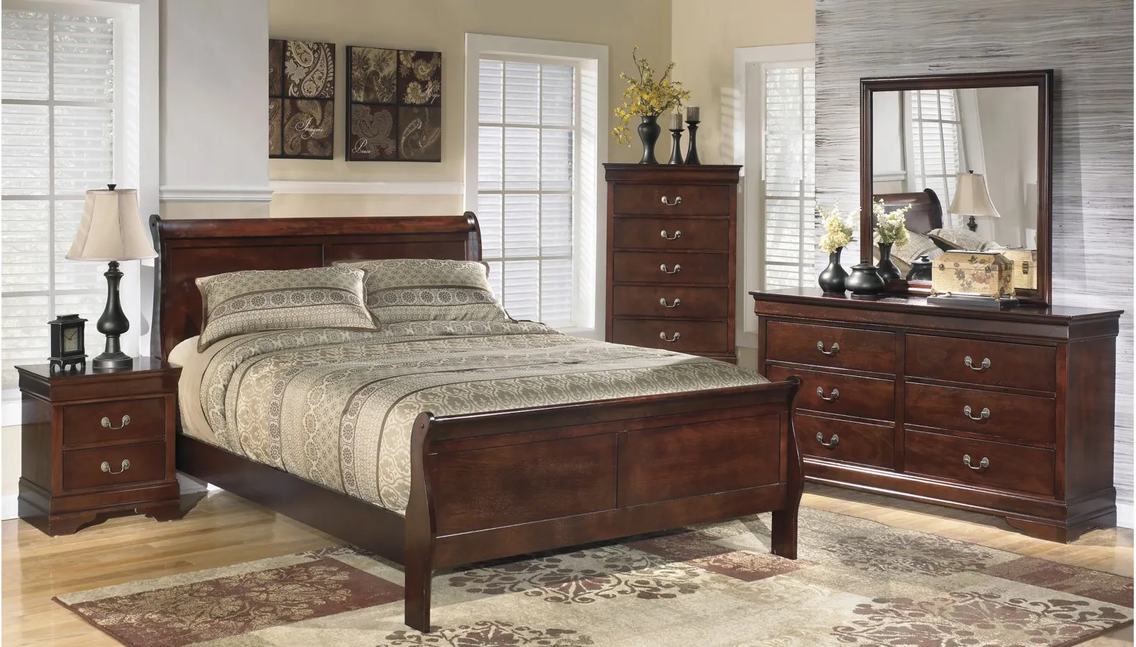 Alisdair Sleigh Bed in Dark Brown by Ashley Furniture