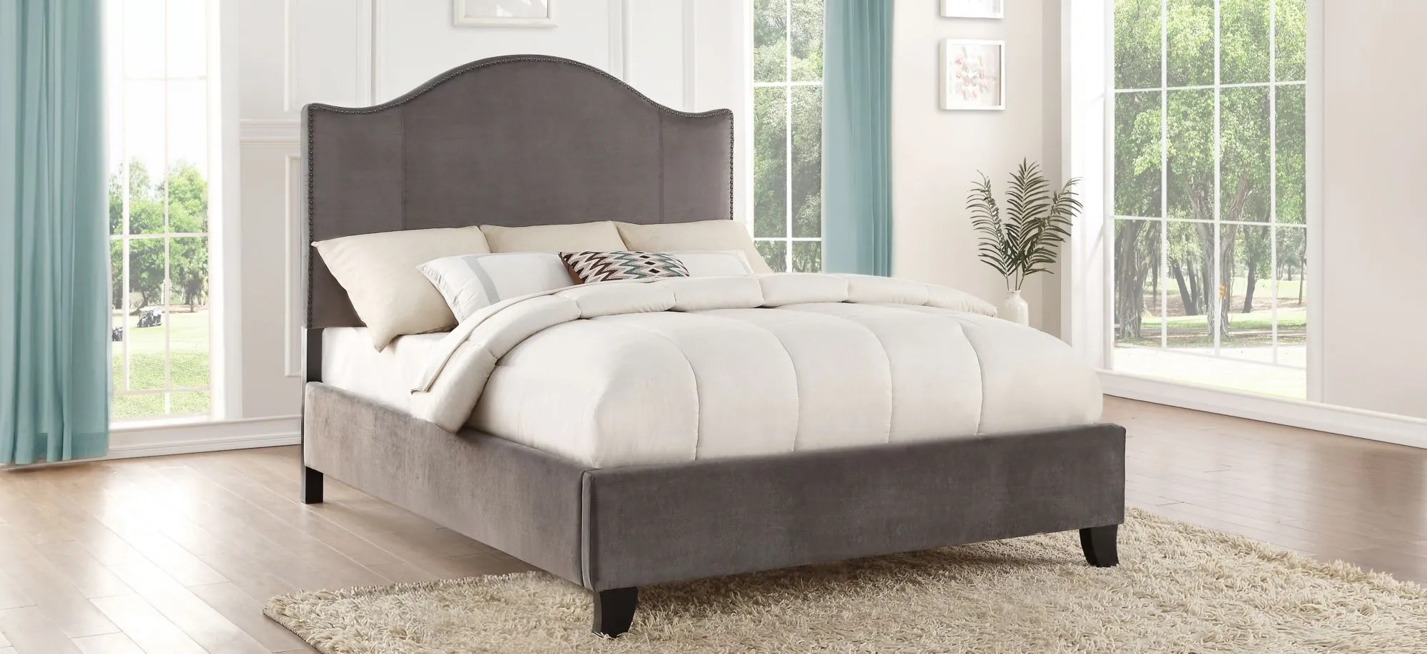 Neunan Upholstered Bed in Gray by Homelegance