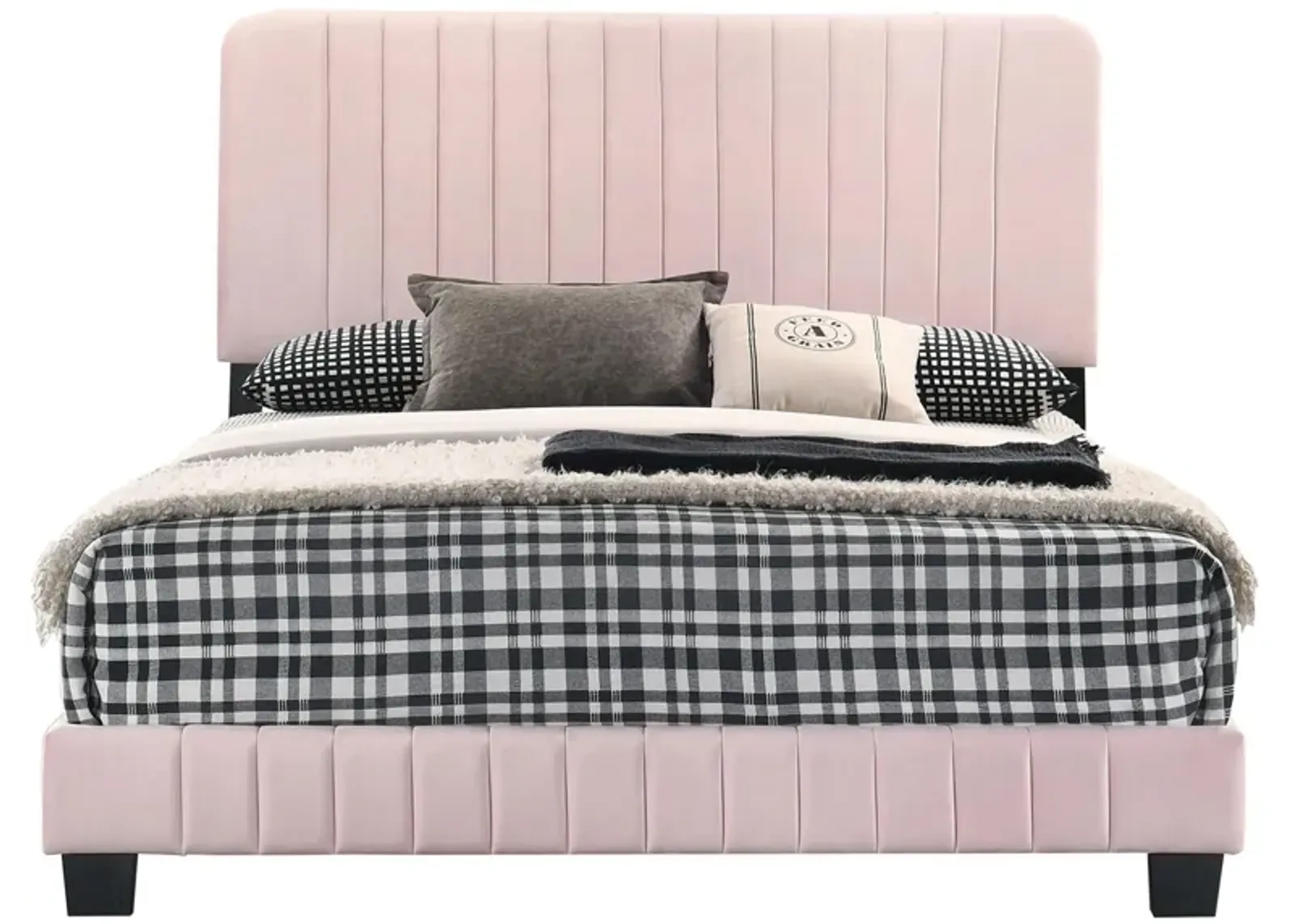 Lodi Upholstered Panel Bed in Pink by Glory Furniture