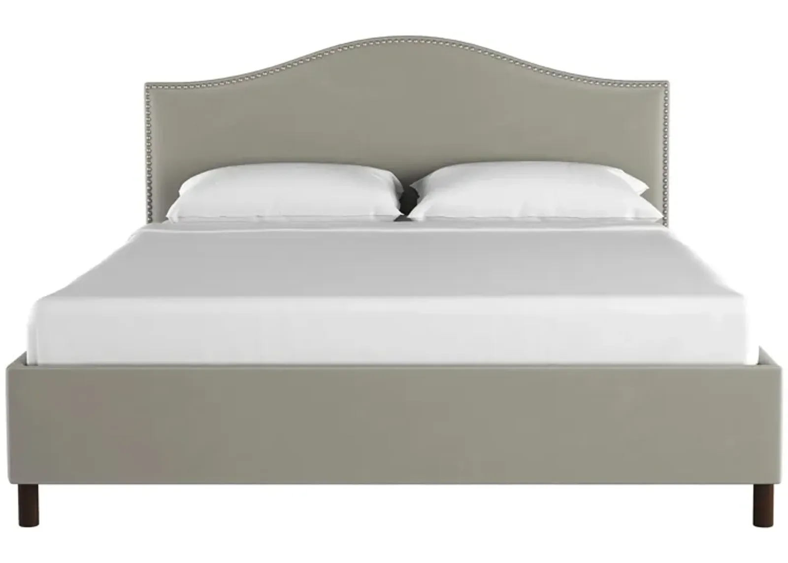 Alexander Platform Bed in Velvet Light Gray by Skyline