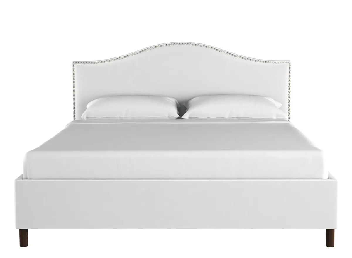 Alexander Platform Bed in Velvet White by Skyline