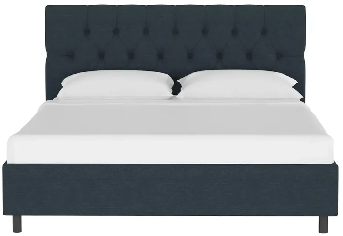 Blanchard Platform Bed in Linen Navy by Skyline