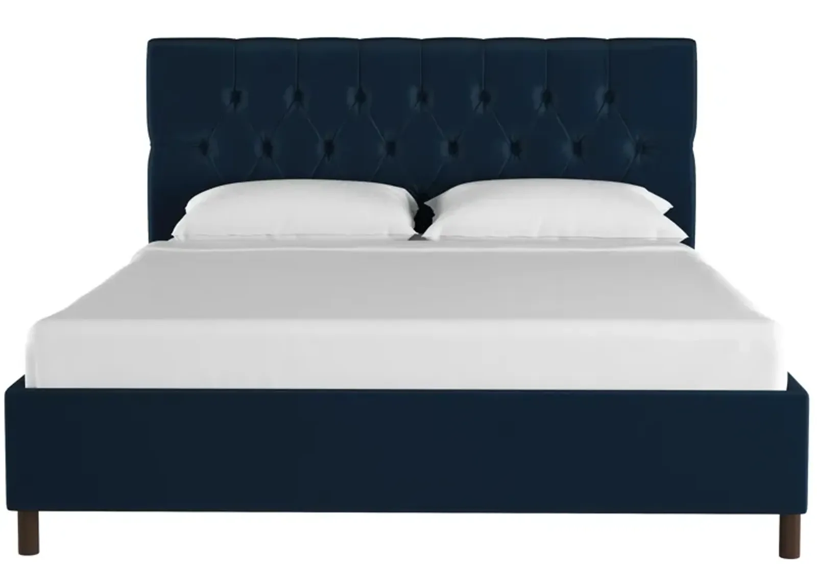 Blanchard Platform Bed in Velvet Navy by Skyline