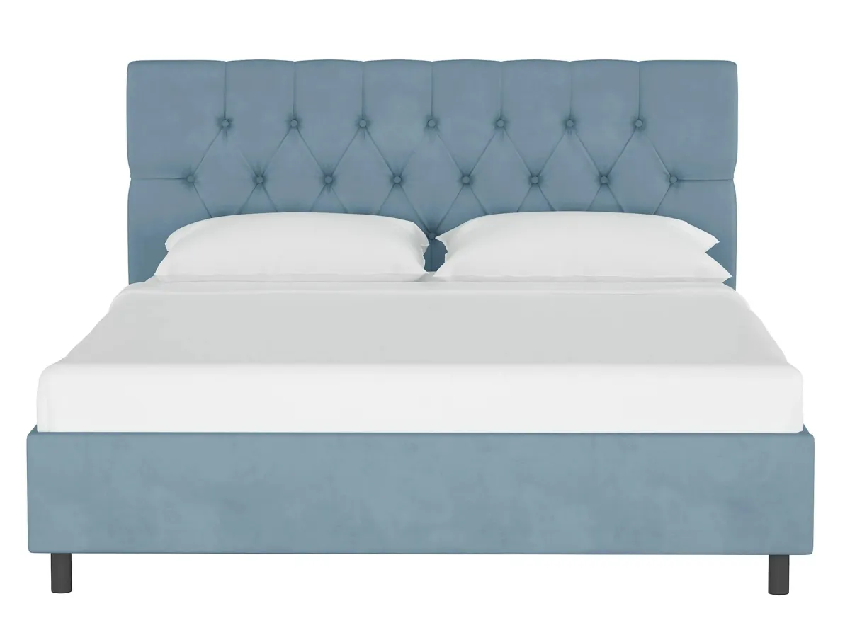 Blanchard Platform Bed in Velvet Ocean by Skyline