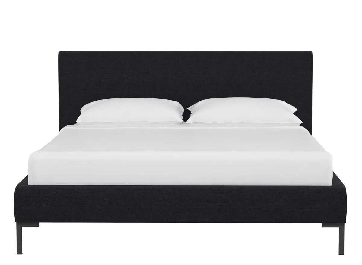 Malin Platform Bed in Linen Black by Skyline