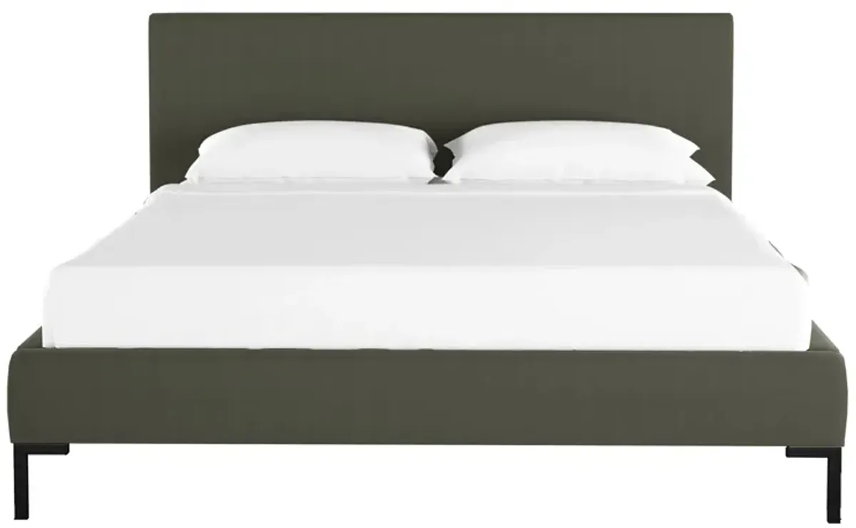 Malin Platform Bed in Velvet Pewter by Skyline