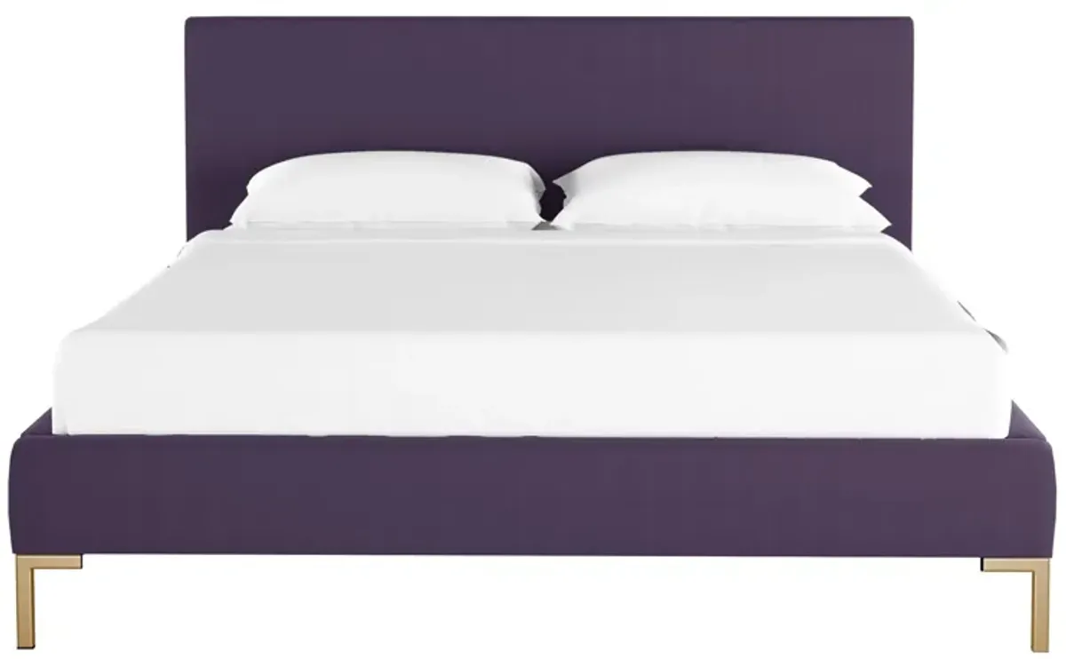 Malin Platform Bed in Velvet Aubergine by Skyline