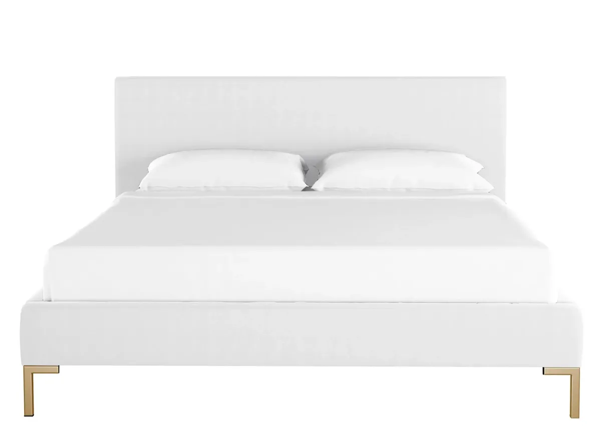 Malin Platform Bed in Velvet White by Skyline