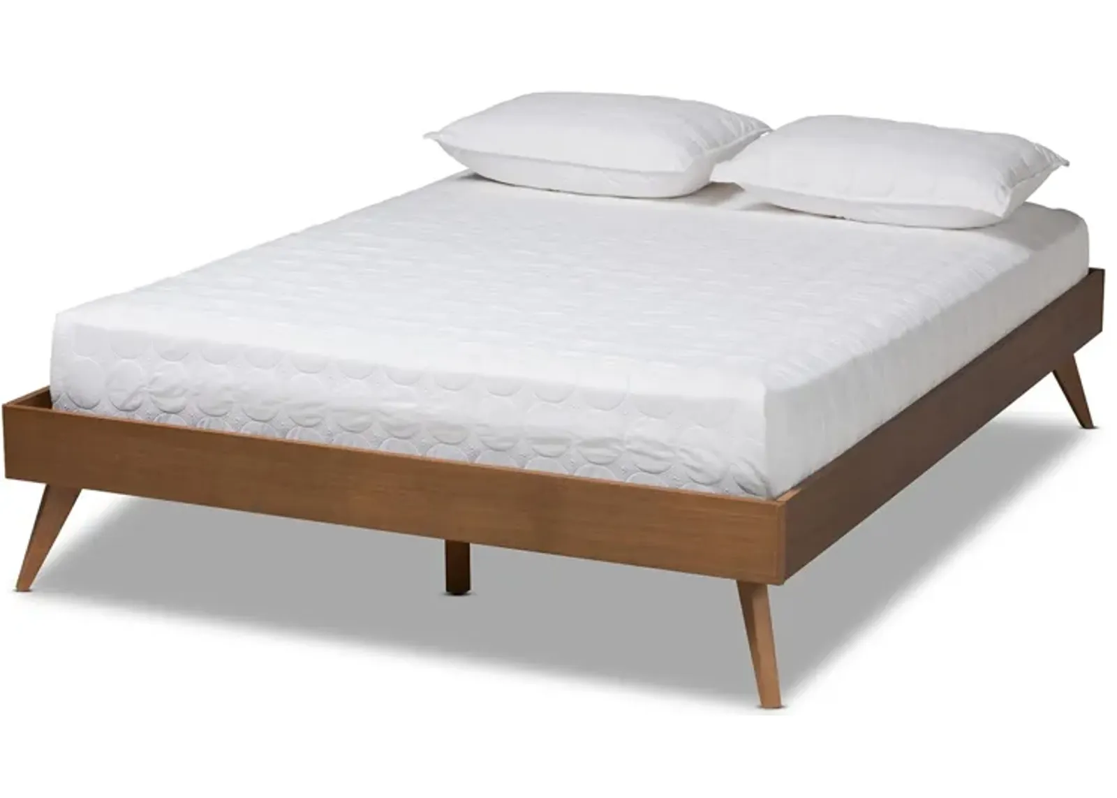 Lissette Mid-Century Queen Size Platform Bed Frame in Walnut by Wholesale Interiors