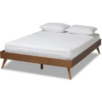 Lissette Mid-Century Queen Size Platform Bed Frame in Walnut by Wholesale Interiors