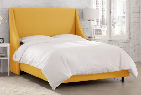 Cam Wingback Bed in Linen French Yellow by Skyline