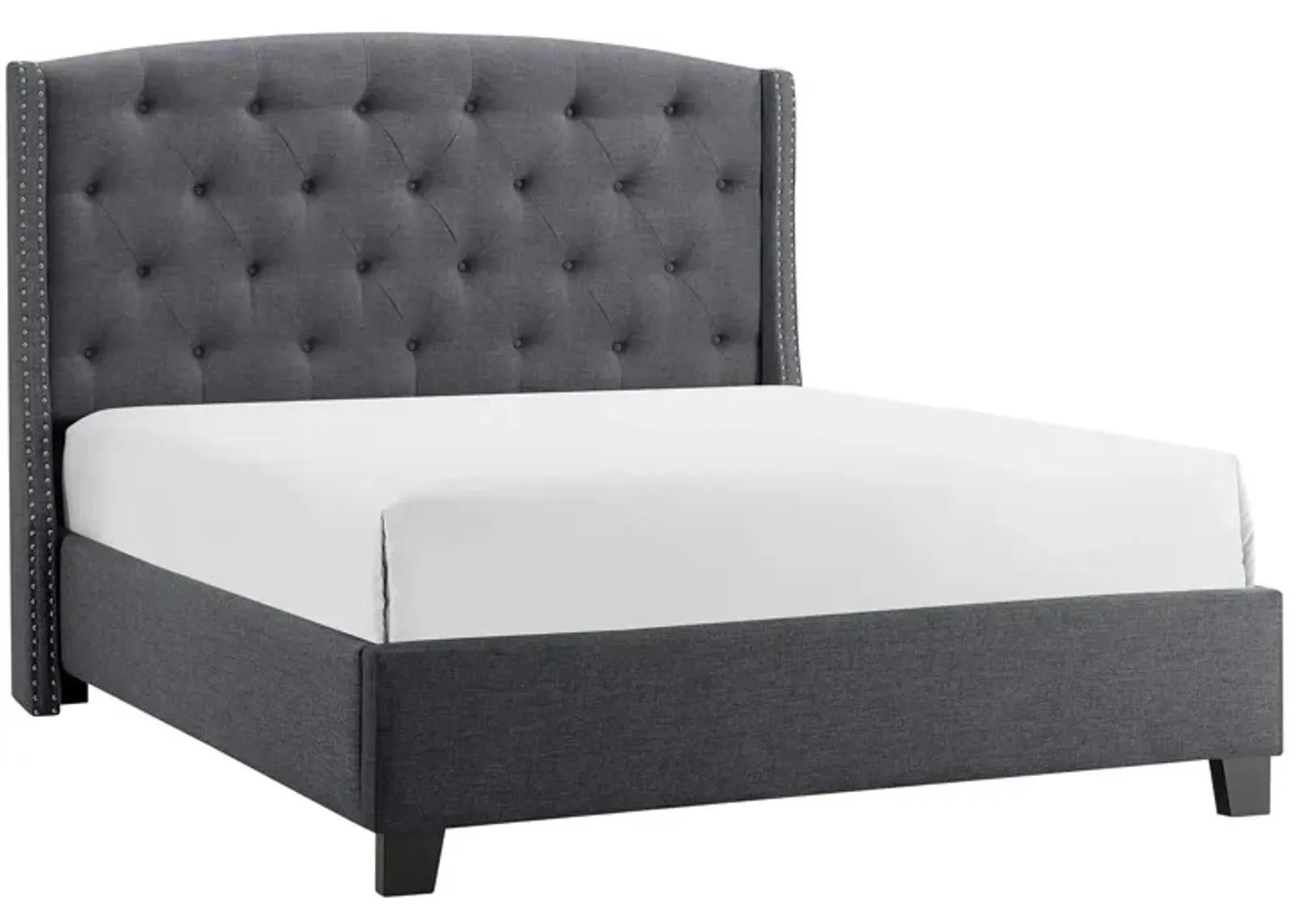 Eva Tufted Upholstered Bed in Gray by Crown Mark