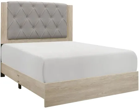 Karren Upholstered Panel Bed in Cream & Gray by Homelegance