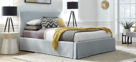 Shelby Upholstered Skirted Panel Bed in Sky by Bellanest