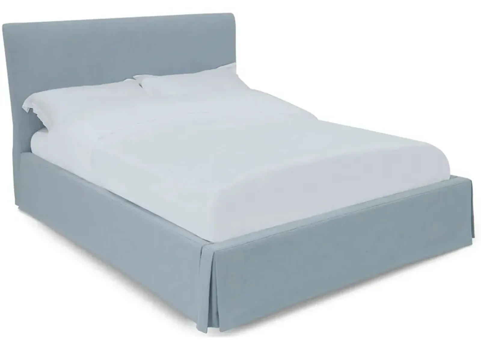 Shelby Upholstered Skirted Panel Bed in Sky by Bellanest