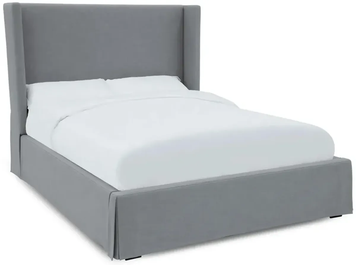 Cresta Upholstered Skirted Panel Bed in Fog by Bellanest