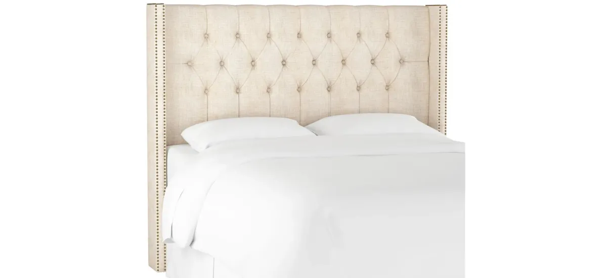 Cornelius Wingback Headboard in Linen Talc by Skyline