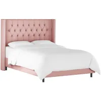 Cornelius Wingback Bed in Linen Blush by Skyline