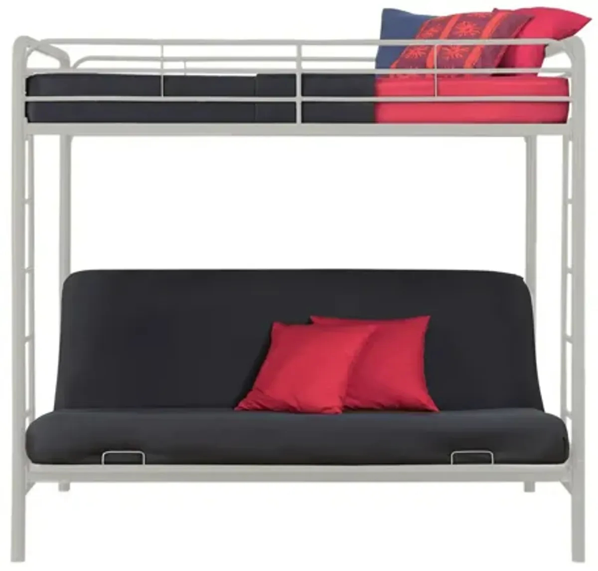 Sammie Twin over Futon Metal Bed in White by DOREL HOME FURNISHINGS