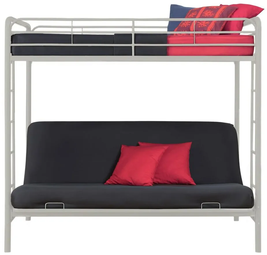 Sammie Twin over Futon Metal Bed in White by DOREL HOME FURNISHINGS