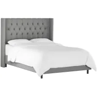 Cornelius Wingback Bed in Linen Gray by Skyline