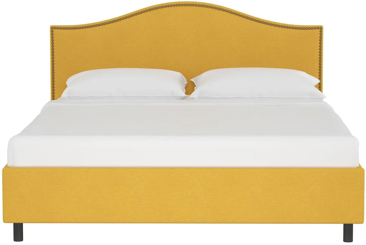 Alexander Platform Bed in Linen French Yellow by Skyline