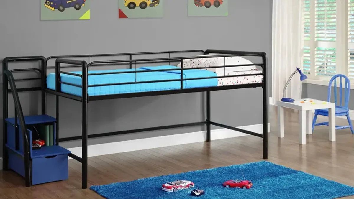 Sol Junior Twin Metal Bed with Storage Step